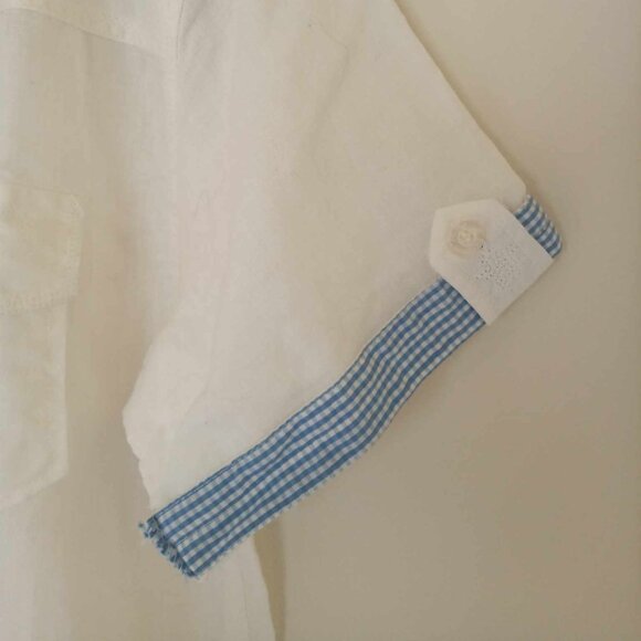 Men's White Short Sleeve Button Down Shirt, size S - Picture 5 of 9